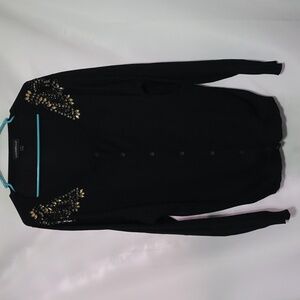 Lane Bryant Women's Black Cardigan Sweater Embellished Shoulders Sz 18/20 EUC